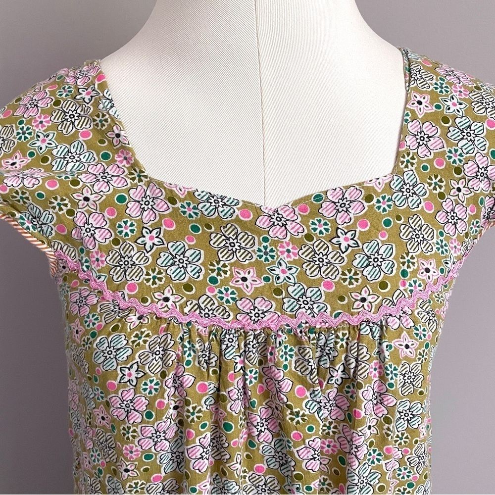 Vintage Floral Cotton Nightgown Dress w/ Cap Sleeves - Small - Picture 4 of 10